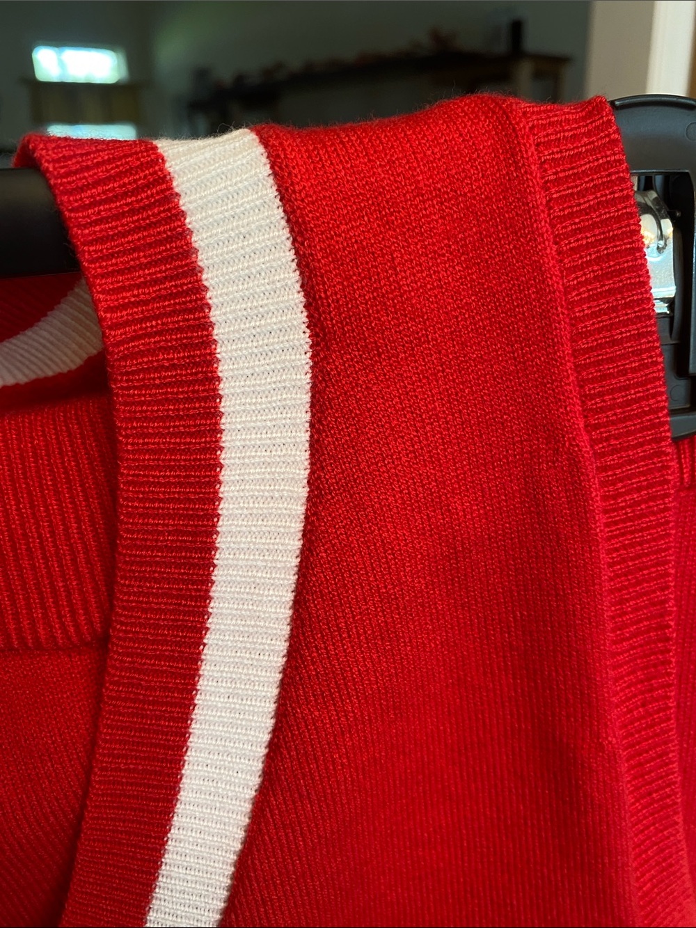 Red Knit Bandeau Crop Top & mini skirt Set w/White Trim Day + Moon Sz M LIKE NEW - Picture 12 of 16